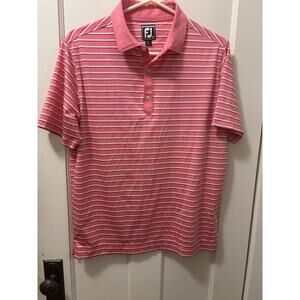 Footjoy salmon/pink Striped Men's Polo Shirt medium athletic fit